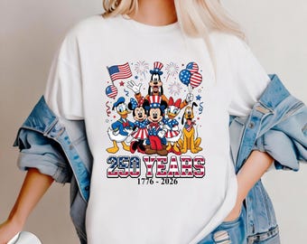 Comfort ColorsRetro Mickey Mouse 250 Years Shirt, America 250th Anniversary Tee,Patriotic Disney Graphic Sweatshirt, National Holiday Outfit