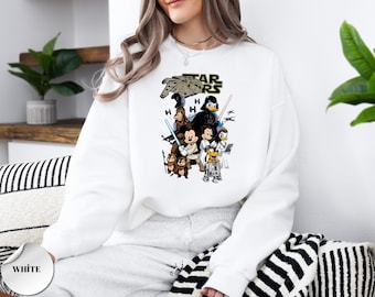 Retro Disney Star Wars Sweatshirt, Retro Mickey and Friends Jedi Sweater, Family Vacation Outfit, Sci-Fi Cartoon Graphic Sweat
