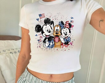 Mickey and Friends 4th July 2026 Baby Tee, Disney Independence Day Baby Tee, Disney USA Baby Tee