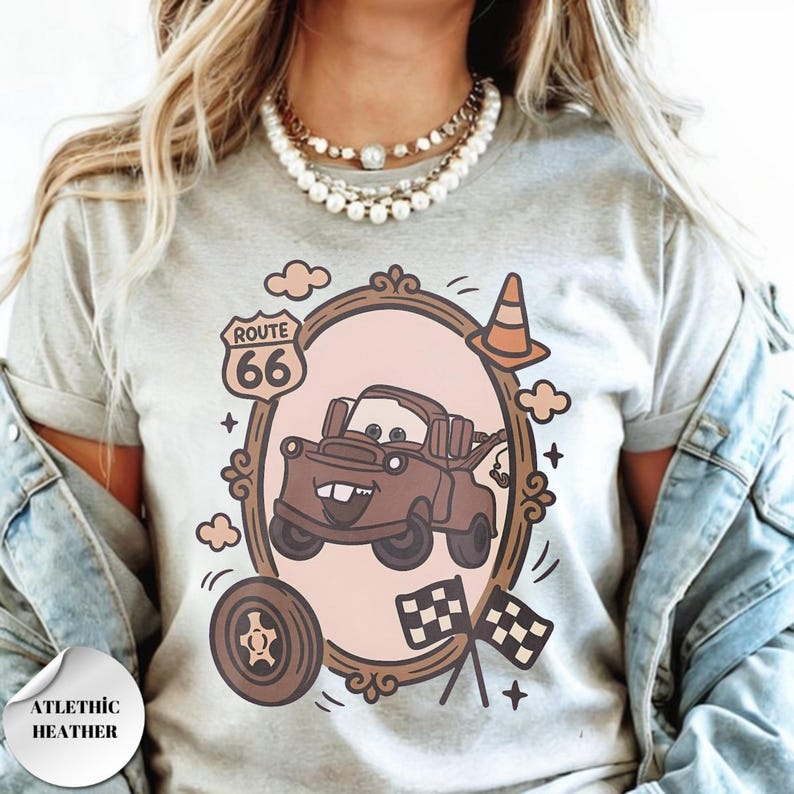 Vintage Tow Mater Shirt, Radiator Springs Disney Cars , Checkered Washed Disney Pixar Family Trip Graphic T-Shirt Gift image 6