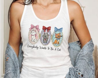 Disney Cats Tank Top, Disney The Aristocats Bonjour Tank Top, Everybody Wants To Be A Cats Tank Top, Disneyland Trip Tank Top