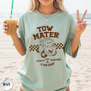 Comfort ColorsVintage Tow Mater Shirt, Radiator Springs Disney Cars Tee, Checkered Washed Disney Pixar Family Trip Graphic T-Shirt Gift image 7