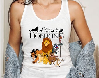 Camiseta sin mangas retro de los 90 de Disneyland El Rey León Simba y Timón, camiseta sin mangas vintage de El Rey León Hakuna Matata, camiseta sin mangas para viaje a Disneyland