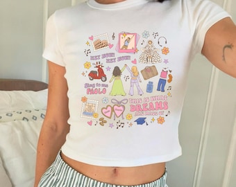 Lizzie McGuire Baby Tee, Hey Now Hey Now Baby Tee, Dreams Are Made Of Tee, Sing To Me Paolo Babay Tee, Y2k Nostalgia Baby Tee