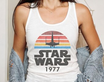 Vintage Disney Star Wars 1977 Tank Top, Retro Star Wars Tank Top,  Funny Magic Kingdom, Disney Family Trip Tank Top