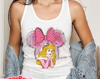 Disney Aurora Tank Top, Sleeping Beauty, Watercolor, Disney Princess Aurora Tank Top, Minnie Mouse Head Themed, Princess Aurora