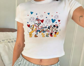 Retro Mickey America 250th Anniversary Baby Tee, 1776–2026 Patriotic Baby Tee, USA Semiquincentennial Baby Tee, Disney 4th of July Baby Tee
