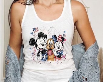 Mickey and Friends 4th July 2026 Tank Top, Disney Independence Day Tank Top, Disney USA Tank Top