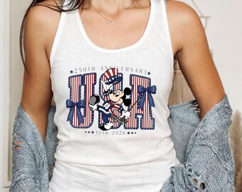 Retro Mickey America 250th Anniversary Tank Top, 1776–2026 Patriotic Tank Top, USA Semiquincentennial Tank Top, Disney 4th of July Tank Top