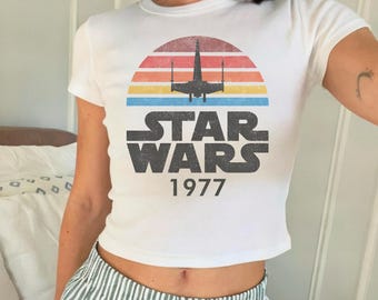 Vintage Disney Star Wars 1977 Baby Tee, Retro Star Wars Baby Tee, Funny Magic Kingdom, Disney Family Trip