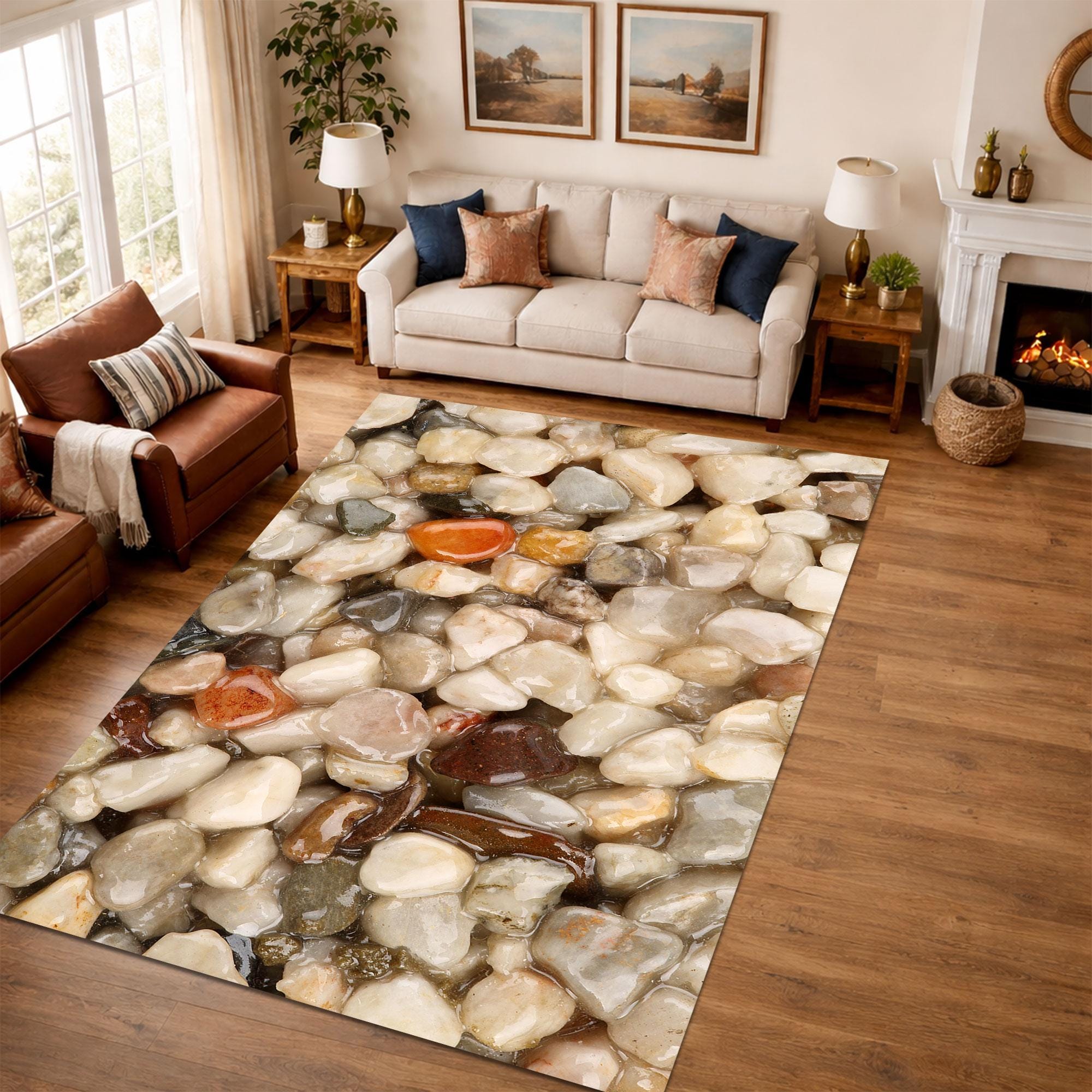 Stone Tile Rug Realistic Pebble Stone Outdoor Rug, Non-slip Deck Carpet - Etsy