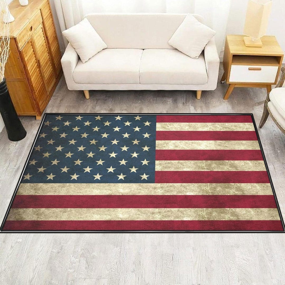 Distressed American Flag Area Rug, Vintage USA Home Decor, Patriotic ...