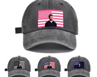 Personlig foto amerikansk flagga denim baseballkeps – Anpassad texttryckt keps, tvättbar vintage flaggkeps