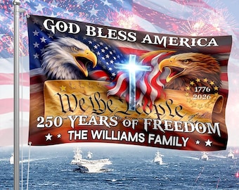 Personlig 250 år Gud välsigne den amerikanska flaggan – Patriotic Eagle Garden Decor