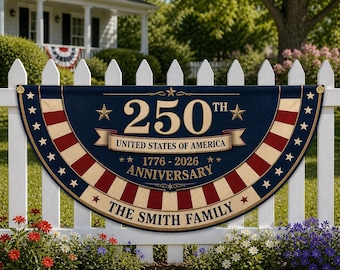 Personlig 250-årsjubileumsflagga med efternamn, patriotisk dekoration 1776-2026