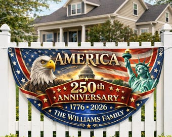 Personlig USA 250-årsjubileumsflagga 1776-2026, Anpassad familjenamnsflagga med patriotiska amerikanska flaggor