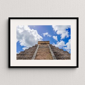 Chichen-Itza Pyramid, Clouds, Landscape and Travel Photography (Digital Download)