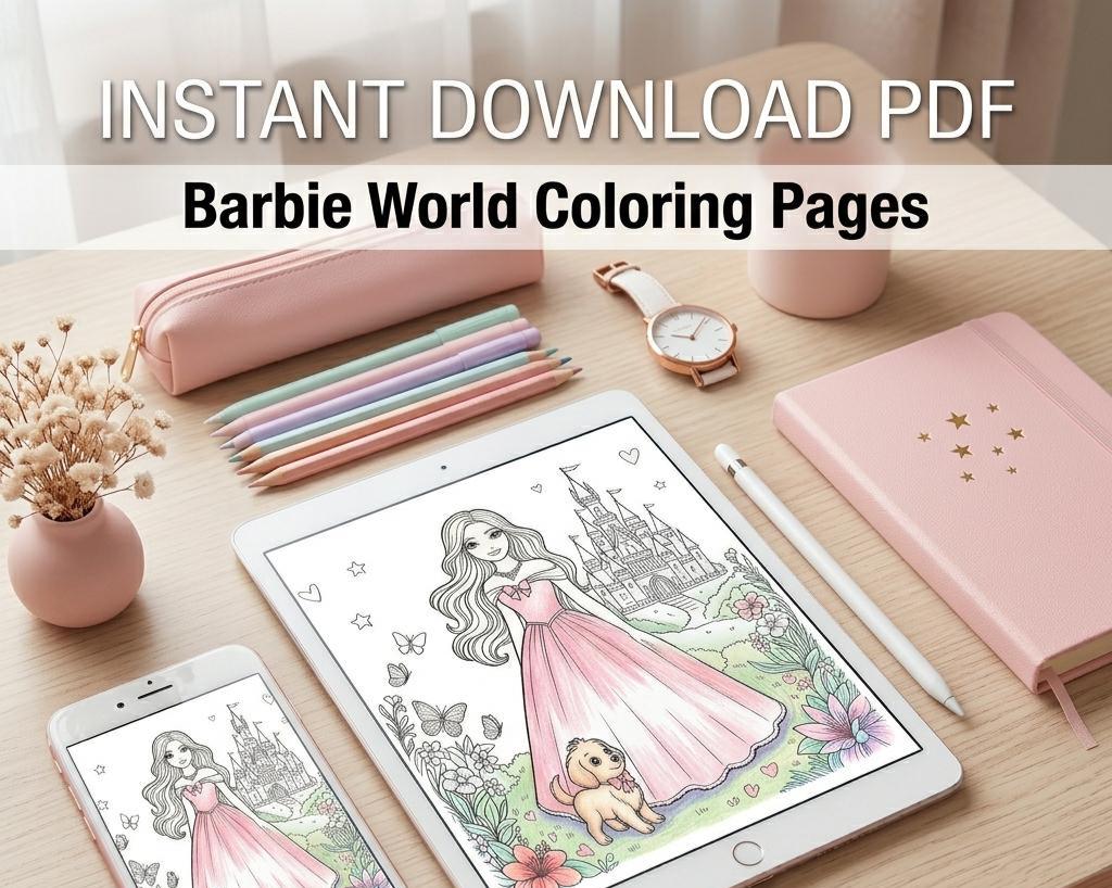 Barbie Drawing.pdf Barbie Coloring Book for Kids, Princess Fashion Mermaid Fun (instant ...