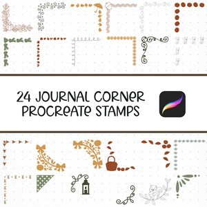 Autumn journal corners Procreate stamps • 24 hand-drawn designs • digital download