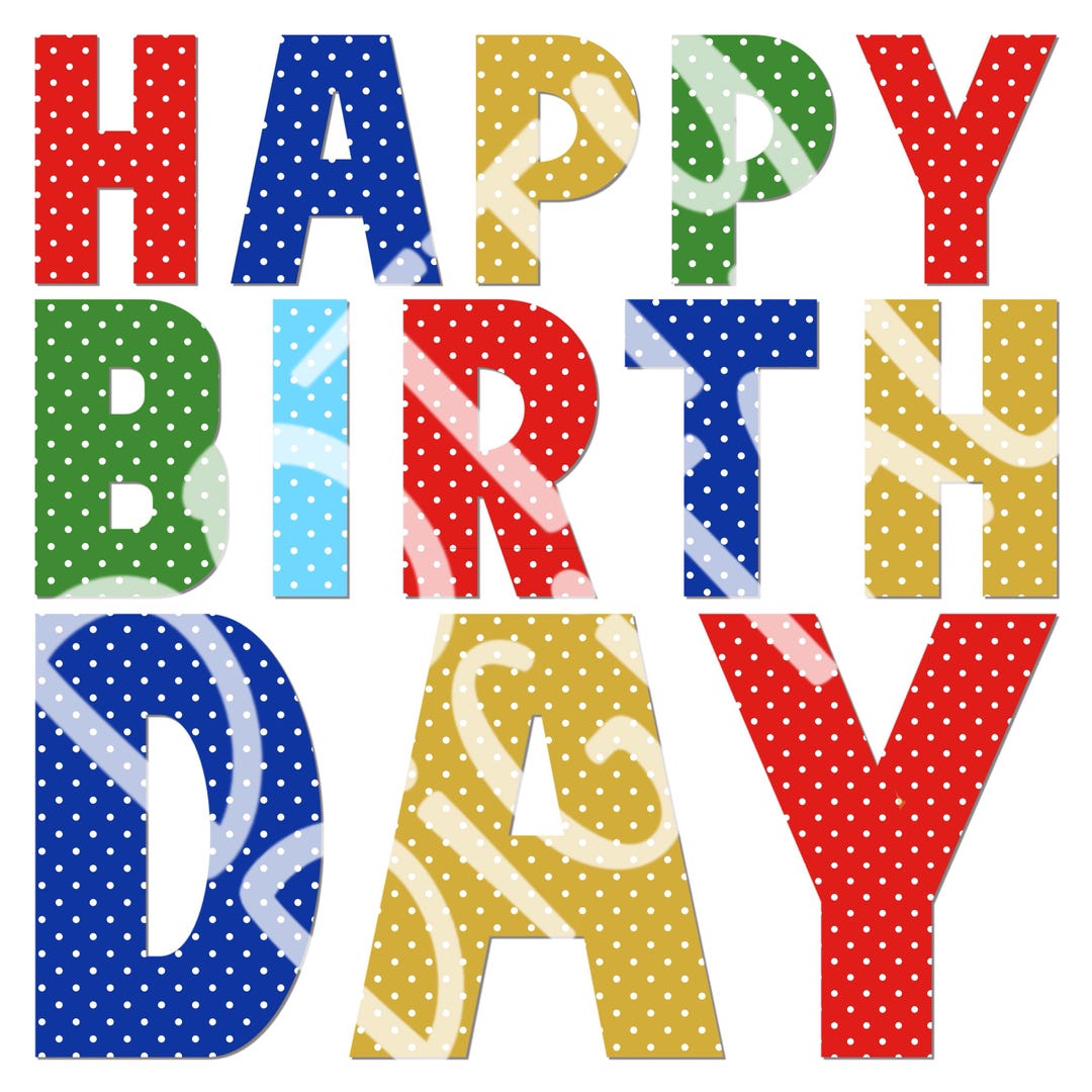 Colourful Birthday Card • Modern Block Letters, Digital Download - Etsy