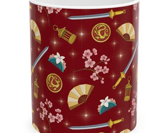 Warrior Princess Pattern, Subtle Princess Aesthetic Ceramic 11oz Mug