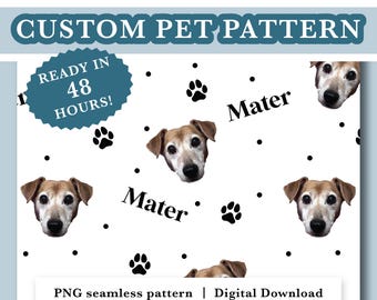Custom Pet Pattern PNG, Dog Seamless Pattern, Personalized Pet Pattern, Custom Dog Face Design, Repeat Pattern Digital Download
