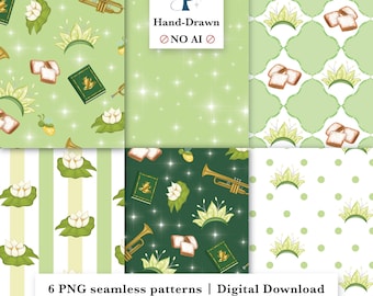 Beignet Prinzessin Hand gezeichnet Subtile Symbol Minimalistische Nahtlose Muster Pack (Digitaler Download)