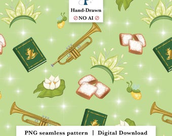 Beignet Princess Hand Drawn Subtle Icon Minimalist Seamless Pattern (Digital Download)
