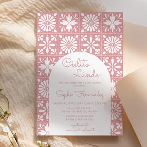 Pink Talavera Baby Shower Invitation: Cielito Lindo (Instant Download)
