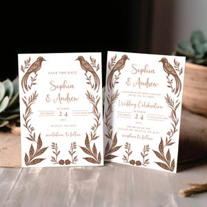 Mexican Otomi Wedding Invitation & Save the Date Terracotta Talavera Design. Instant Download