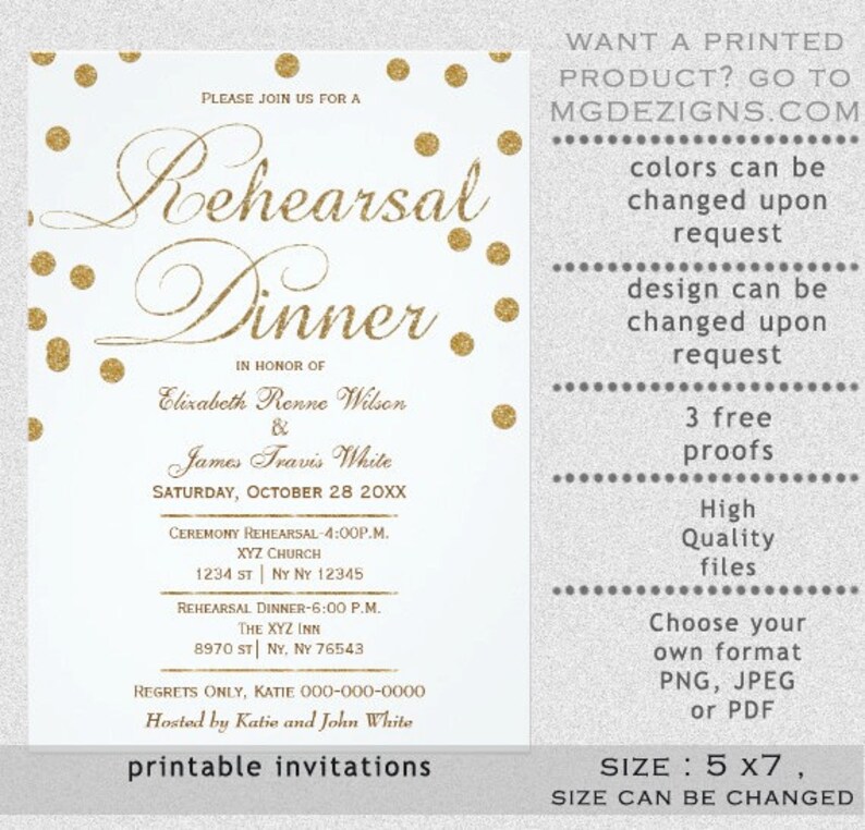 PRINTABLE Rehearsal Dinner Invitation Template Rehearsal | Etsy