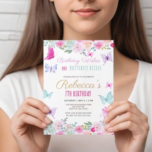 Butterfly Birthday Invitation, Spring Birthday Party, Garden Invitation, Floral Birthday Invite, Digital Invitation