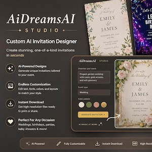 Luxury AI Invitation Maker | Elegant Custom Wedding & Party Invite Designer | Professional Digital Invitation App