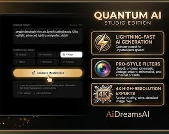 Quantum AI Art Studio – KI-Bildgenerator, professionelle Fotofilter & 4K-Export-Tool (Digitaler Download)