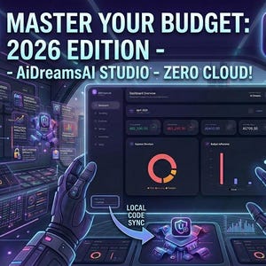 May include: Digital graphic promoting a budget planner, featuring a futuristic interface with data visualizations and the text "MASTER YOUR BUDGET: 2026 EDITION." The interface displays charts and graphs, with the words "ULTIMATE BUDGET PLANNER."