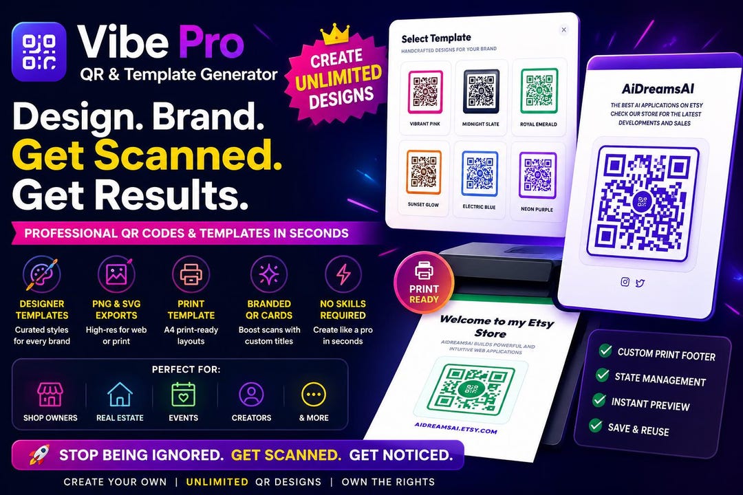 Custom QR Code Generator: Designer Templates, PNG/SVG Export (digital ...