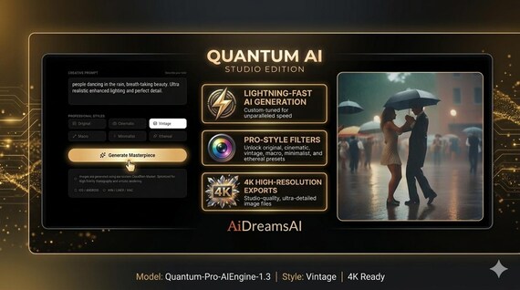 Quantum AI Art Studio – AI Image Generator, Pro Photo Filters & 4K Export Tool (Digital Download)