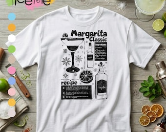 Margarita Recipe T-Shirt, Cocktail Graphic Tee, Tequila Drink Shirt, Bar Print, Margarita Lover Gift