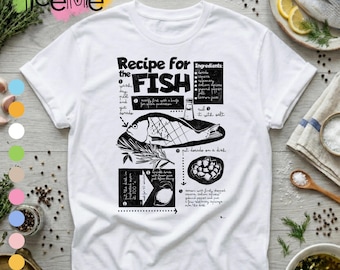 Dorado Recipe T-Shirt, Minimalist Fish Cooking Graphic Tee, Food Lover Gift