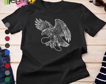 Mechanical Eagle T-Shirt, Retro Bird Graphic Tee, Steampunk Animal Art Shirt, Vintage Style Print