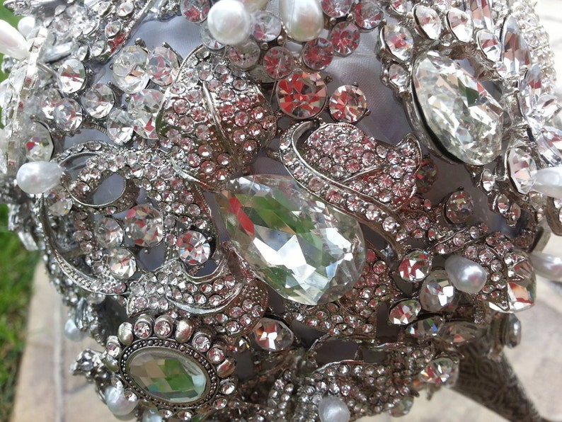 Brooch Bridal Bouquet Rhinestone Keepsake Handmade image 4