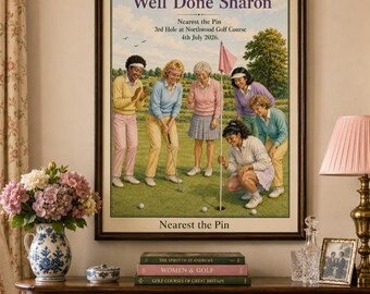 Personalised Nearest the Pin Golf Print – Vintage Style 1980s Ladies Golf Art | Wall Art