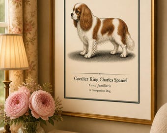 Victorian Cavalier King Charles Spaniel Print – Antique Dog Wall Art