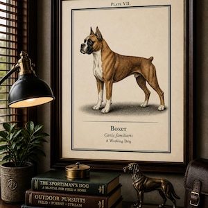 Vintage Boxer Dog Print – Victorian Engraving Style Wall Art