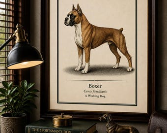 Vintage Boxer Dog Print – Victorian Engraving Style Wall Art