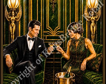 Art Deco Poster – 1930s Romantic Love Story | Wall Art | Hotel Wall Art