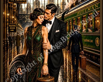Art Deco Print – 1930s Romantic Love Story, Vintage Print | Wall Art | Hotel Wall Art