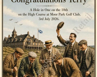 Personalised Gift | Hole in One - Vintage Golf Print - Golf Club Presentation - Unique Golfer Wall Art - 1920s Style