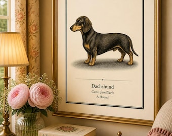 Victorian Dachshund Print – Vintage Dog Wall Art, Antique Style Canine Poster