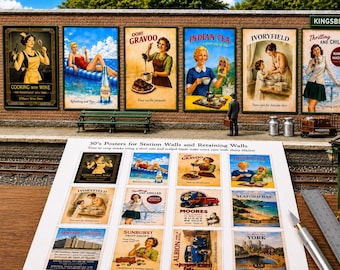 Both 1930 and 1950s 00 Gauge Railway Posters – Vintage Advertising Signs for Model Scenery